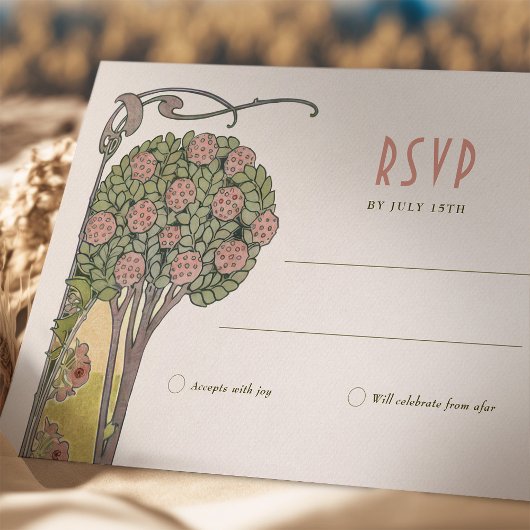 RSVP Card Tree in Bloom Viktorianisch Art Nouveau Einladung