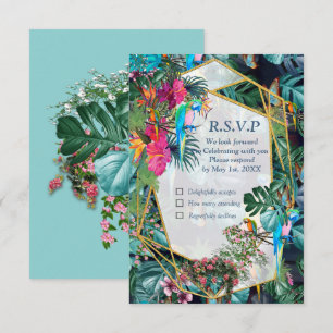 RSVP Card Tropical Flora Paradise & Birds Karte