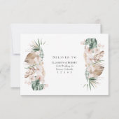 RSVP Card Tropical Orchid and Monstera Wedding Dankeskarte (Rückseite)