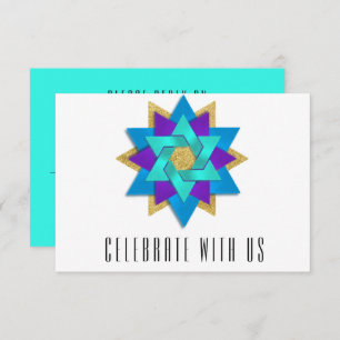 RSVP Card Türkis Blue Aqua Lila Star Blume