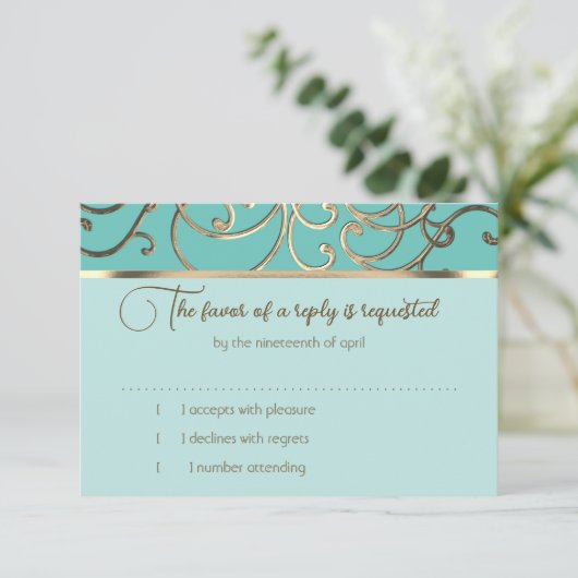 RSVP Card Wählen Sie Farben als Gold-Komponente au Einladung (Stehend Vorderseite)