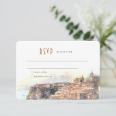 RSVP Card Watercolor Cote d'Azur Frankreich Rivier Einladung (Stehend Vorderseite)
