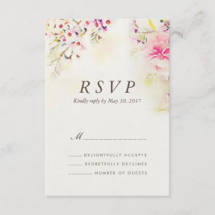 RSVP Card Watercolor Floral Boho Vintage Wedge Karte