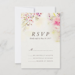 RSVP Card Watercolor Floral Boho Vintage Wedge Karte