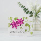 RSVP Card Watercolor Star Floral Design Pink Einladung (Stehend Vorderseite)