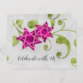 RSVP Card Watercolor Star Floral Design Pink Einladung (Vorne/Hinten)