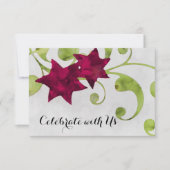 RSVP Card Watercolor Star Floral Design Rot Einladung (Vorderseite)