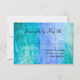 RSVP Card Watercolor Streaks Blue Star von David Karte