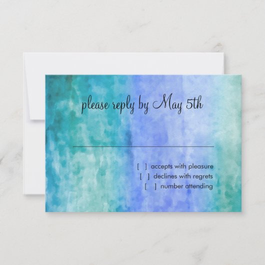 RSVP Card Watercolor Streaks Blue Star von David Karte (Vorderseite)