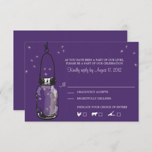 RSVP Card Whimsy Fireflies (Vorne/Hinten)