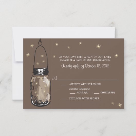 RSVP Card Whimsy Fireflies und Mason Jar Karte (Vorderseite)