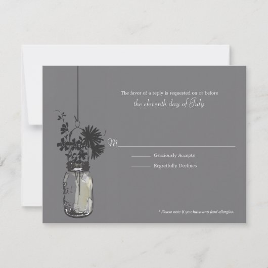 RSVP Card Wide Blume & Mason Jar (Vorderseite)