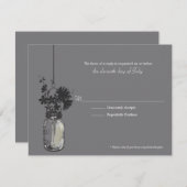 RSVP Card Wide Blume & Mason Jar (Vorne/Hinten)