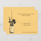 RSVP Card Wide Blume & Mason Jar (Vorne/Hinten)