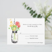 RSVP Card Wild Blume & Mason Jar (Stehend Vorderseite)