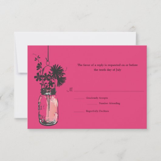 RSVP Card Wild Blume & Mason Jar (Vorderseite)