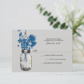 RSVP Card Wild Blume & Mason Jar (Stehend Vorderseite)