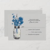 RSVP Card Wild Blume & Mason Jar (Vorne/Hinten)