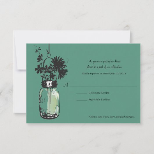 RSVP Card Wild Blume & Mason Jar (Vorderseite)