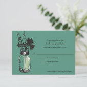 RSVP Card Wild Blume & Mason Jar (Stehend Vorderseite)