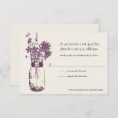RSVP Card Wild Blume & Mason Jar (Vorne/Hinten)