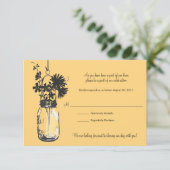 RSVP Card Wild Blume & Mason Jar (Stehend Vorderseite)