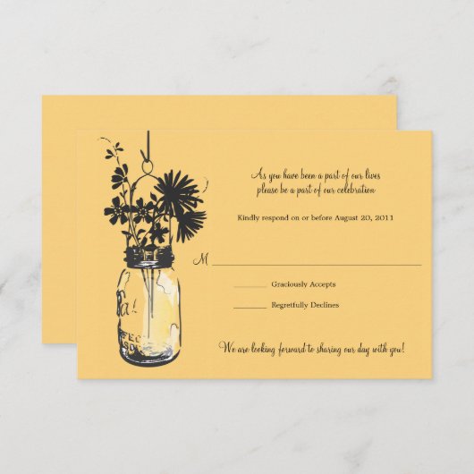 RSVP Card Wild Blume & Mason Jar (Vorne/Hinten)