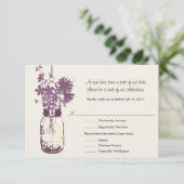 RSVP Card Wild Blume & Mason Jar (Stehend Vorderseite)