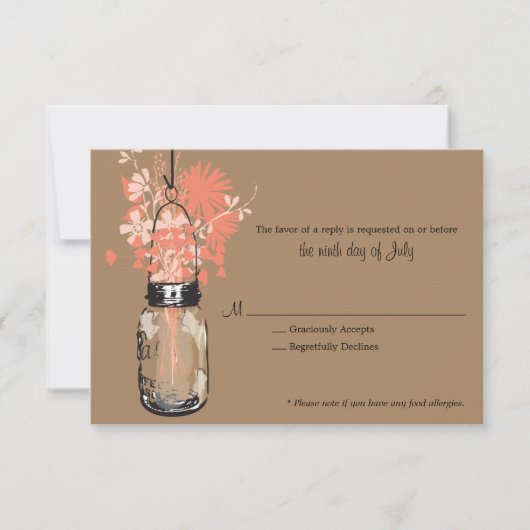 RSVP Card Wild Blume & Mason Jar (Vorderseite)