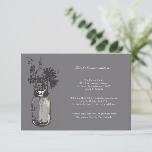 RSVP Card Wild Blume & Mason Jar Einladung (Stehend Vorderseite)