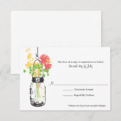 RSVP Card Wild Blume & Mason Jar Karte (Vorne/Hinten)