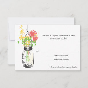 RSVP Card Wild Blume & Mason Jar Karte