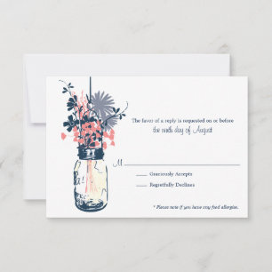 RSVP Card Wild Blume & Mason Jar Karte