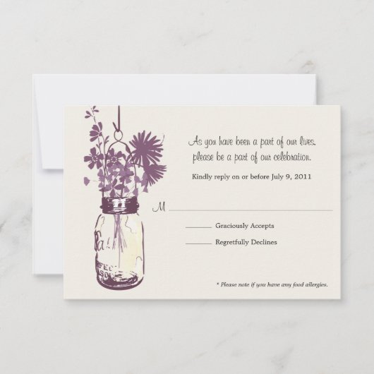 RSVP Card Wild Blume & Mason Jar Karte (Vorderseite)