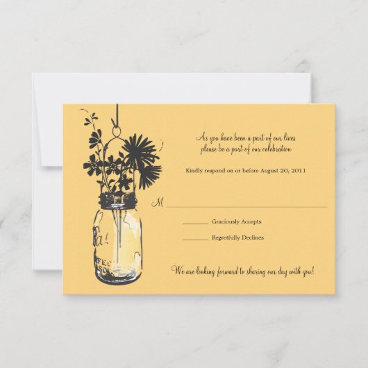 RSVP Card Wild Blume & Mason Jar Karte (Vorderseite)