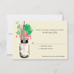 RSVP Card Wild Blume & Mason Jar Karte