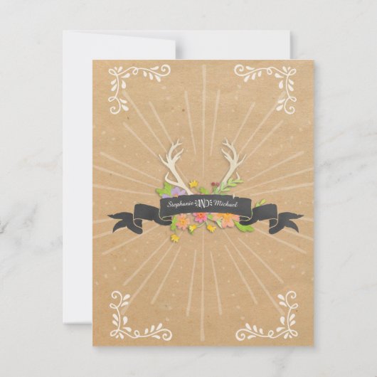 RSVP Cards Deer Antler Wildblume Sternexplosion Ru (Rückseite)
