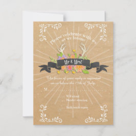 RSVP Cards Deer Antler Wildblume Sternexplosion Ru Karte