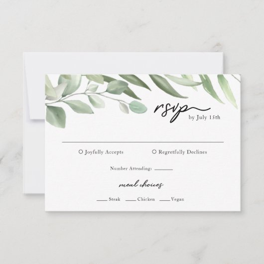 RSVP Cards für einfache Grünflächen-Blätter (Vorderseite)