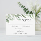 RSVP Cards für einfache Grünflächen-Blätter Karte (Stehend Vorderseite)