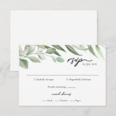 RSVP Cards für einfache Grünflächen-Blätter Karte (Vorne/Hinten)