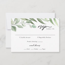 RSVP Cards für einfache Grünflächen-Blätter Karte