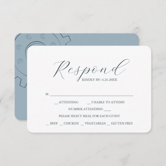 RSVP Cards für Hochzeitsessen mit industriellem Ch (Vorne/Hinten)