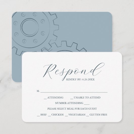 RSVP Cards für Hochzeitsessen mit industriellem Ch Karte (Vorne/Hinten)