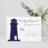 RSVP Cards für Nautical Lighthouse Beach (Stehend Vorderseite)
