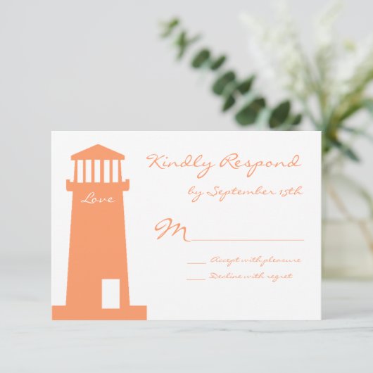 RSVP Cards für Nautical Lighthouse Beach (Stehend Vorderseite)