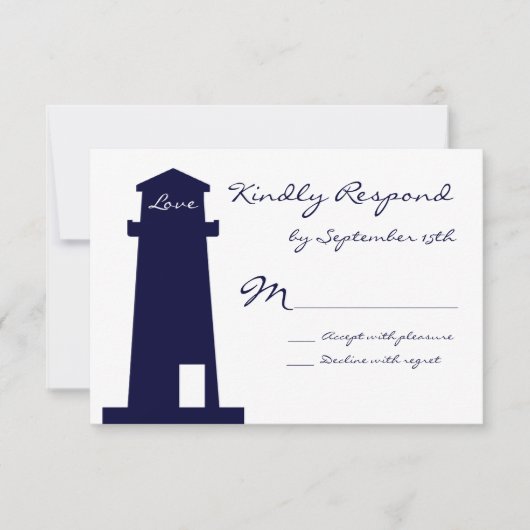 RSVP Cards für Nautical Lighthouse Beach Karte (Vorderseite)