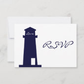RSVP Cards für Nautical Lighthouse Beach Karte (Rückseite)