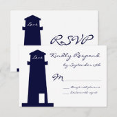 RSVP Cards für Nautical Lighthouse Beach Karte (Vorne/Hinten)