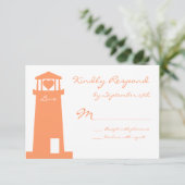 RSVP Cards für Nautical Lighthouse Beach Karte (Stehend Vorderseite)